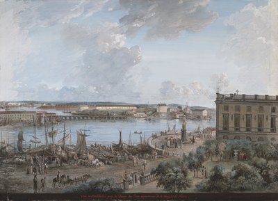 Uitzicht op Stockholm vanaf het Koninklijk Paleis door Elias Martin